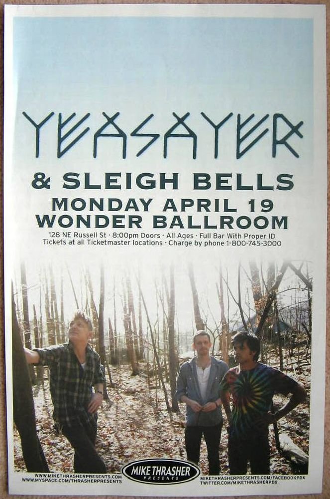 Image 0 of YEASAYER 2010 Gig POSTER Portland Oregon Concert 