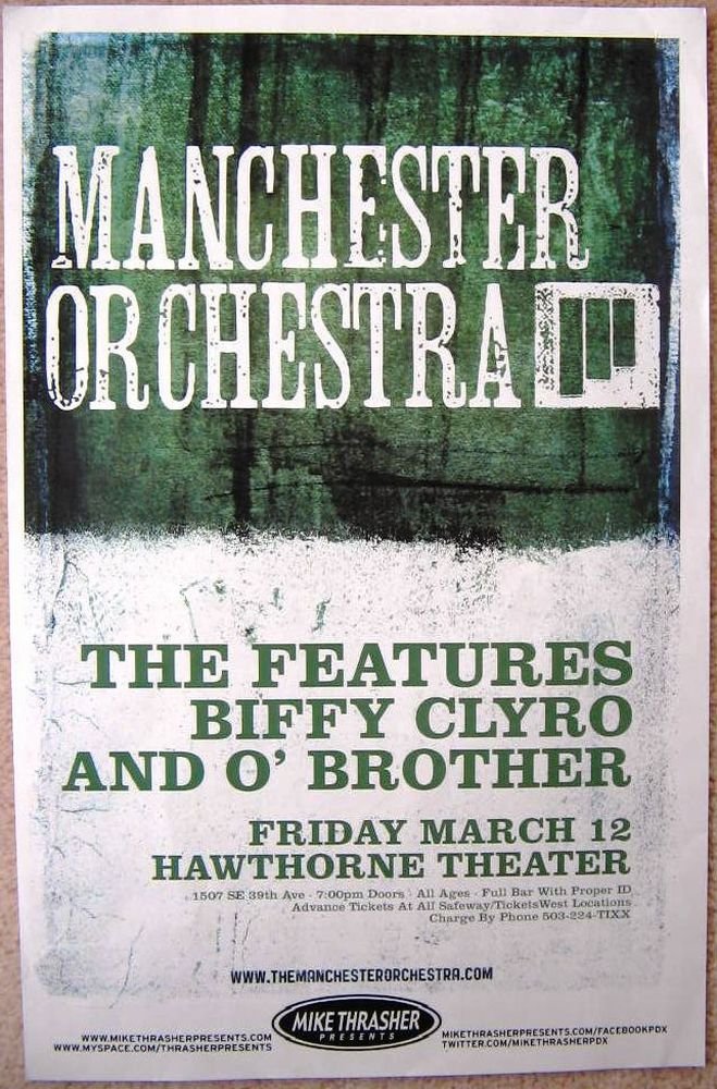 Image 0 of MANCHESTER ORCHESTRA 2010 Gig POSTER Portland Oregon Concert 