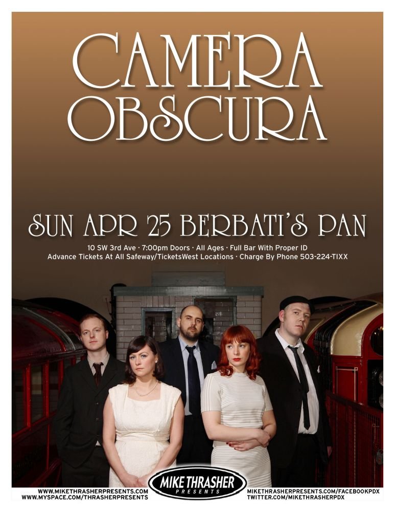 Image 0 of CAMERA OBSCURA 2010 Gig POSTER Portland Oregon Concert