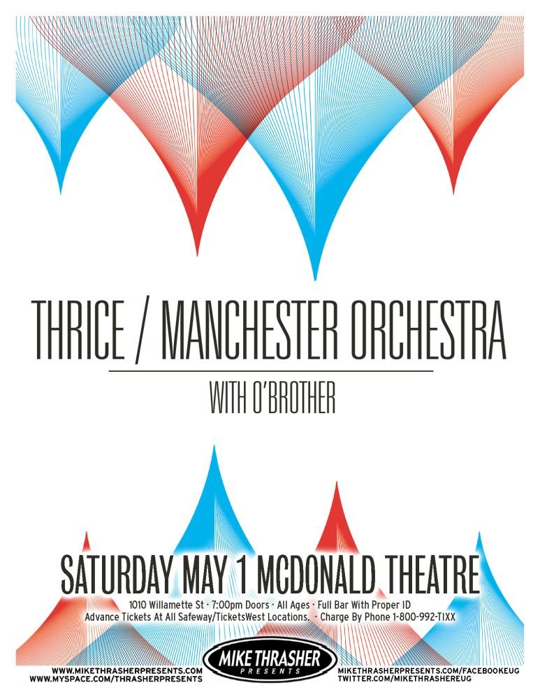 Image 0 of THRICE & MANCHESTER ORCHESTRA Gig POSTER 2010 Eugene Oregon Concert