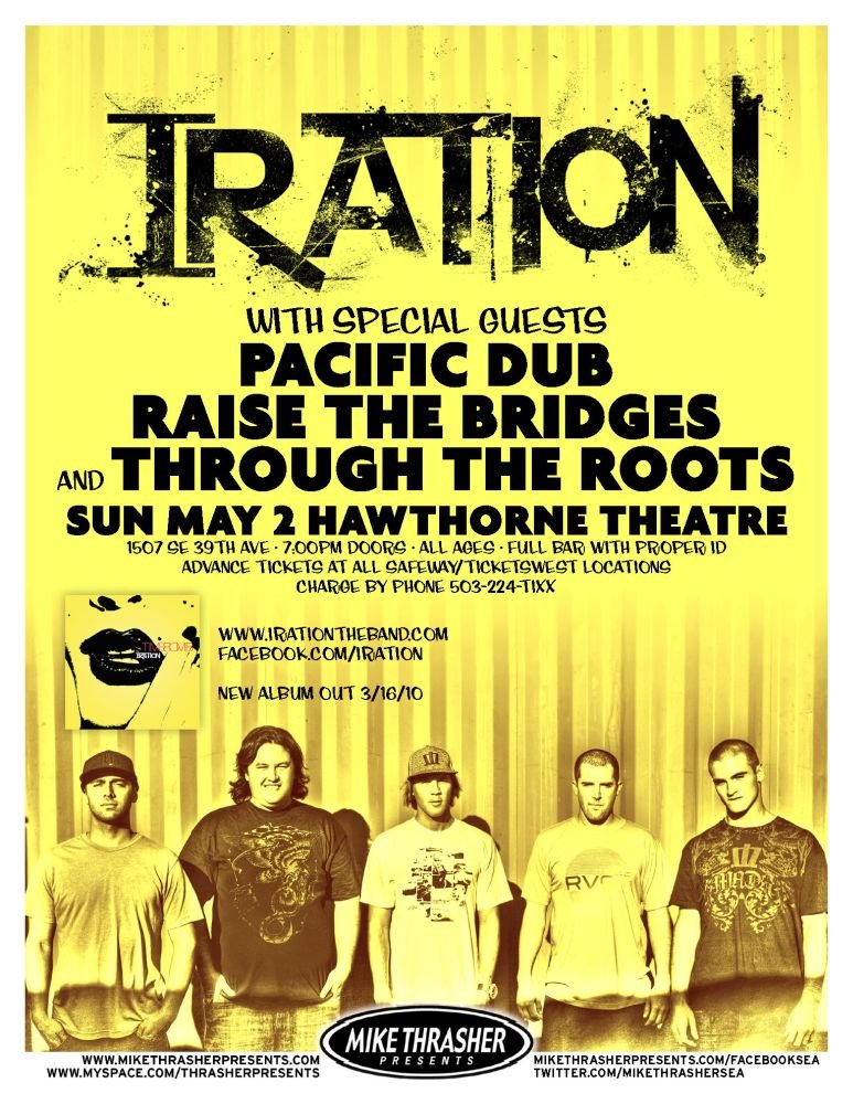 Image 0 of IRATION 2010 Gig POSTER Portland Oregon Concert Reggae