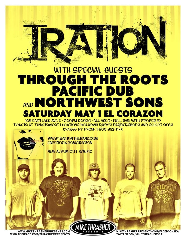 Image 0 of IRATION 2010 Gig POSTER Seattle Washington Concert Reggae 