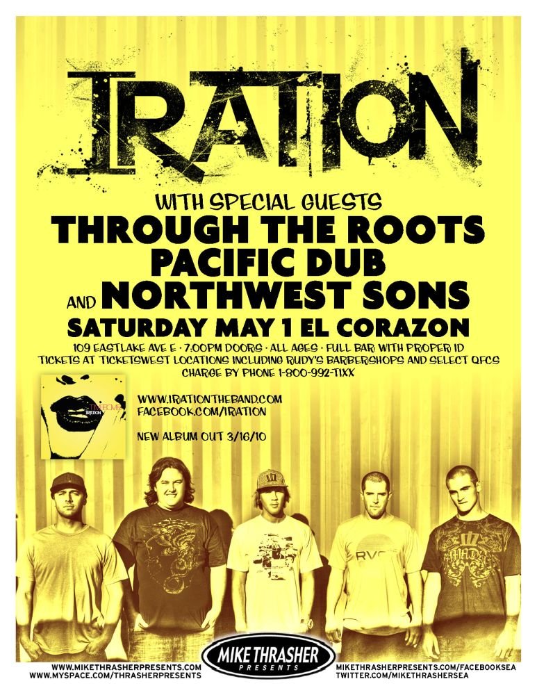 Image 0 of IRATION 2010 Gig POSTER Seattle Washington Concert Reggae 