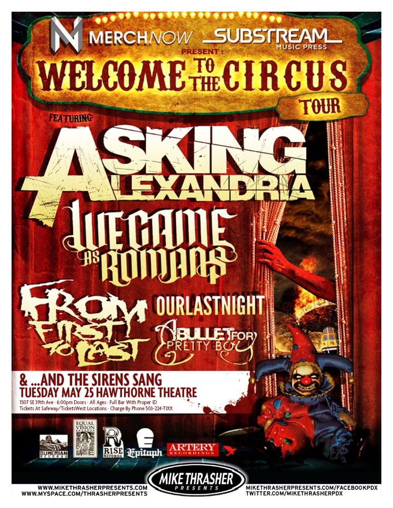 Image 0 of ASKING ALEXANDRIA 2010 Gig POSTER Portland Oregon Concert 