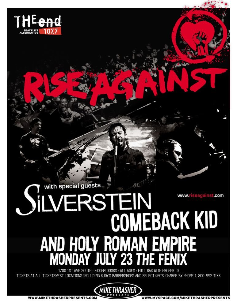 Image 0 of RISE AGAINST 2007 Gig POSTER Seattle Washington Concert