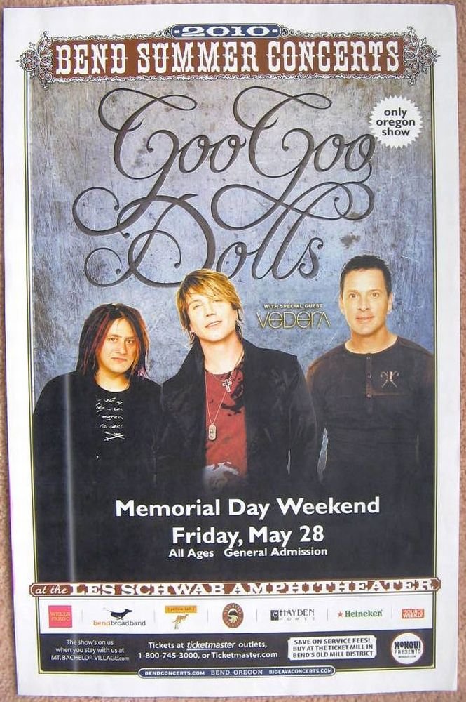 Image 0 of GOO GOO DOLLS 2010 Gig POSTER Bend Oregon Concert