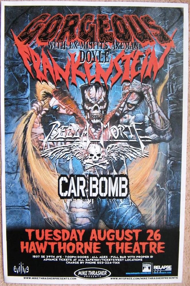 Image 0 of GORGEOUS FRANKENSTEIN 2008 Gig POSTER Doyle Wolfgang Portland Oregon Concert