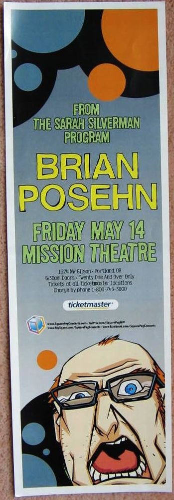 Image 0 of Posehn BRIAN POSEHN 2010 Gig 5x17 POSTER Portland Oregon Comedy 