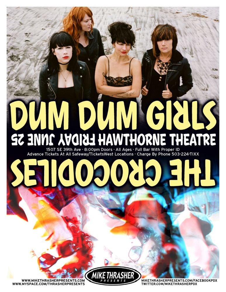 Image 0 of DUM DUM GIRLS & THE CROCODILES 2010 Gig POSTER Portland Oregon Concert 