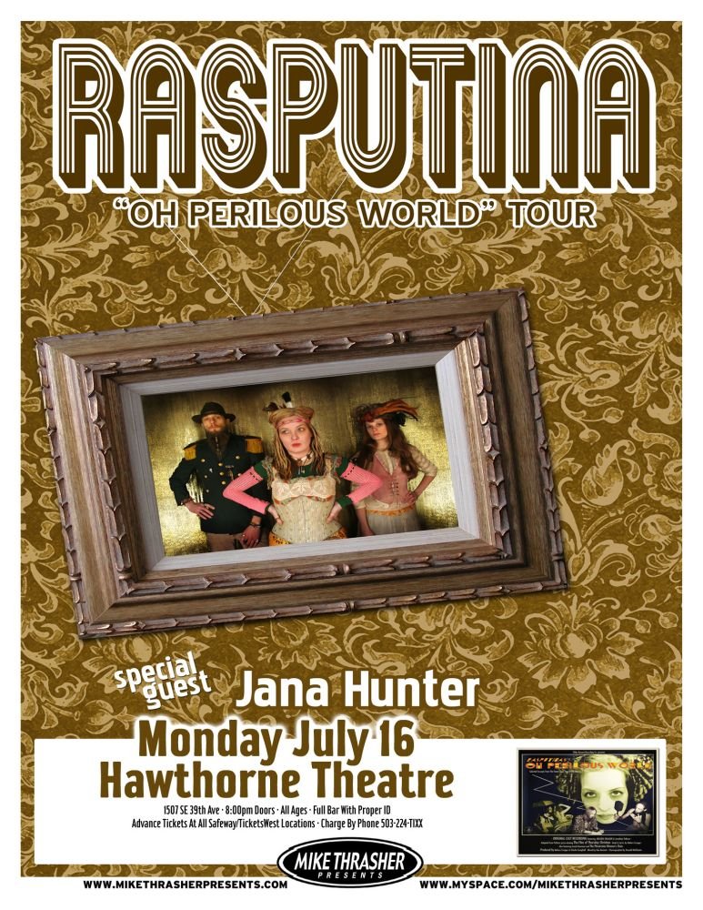 Image 0 of RASPUTINA 2007 Gig POSTER Portland Oregon Oh Perilous World Tour Concert