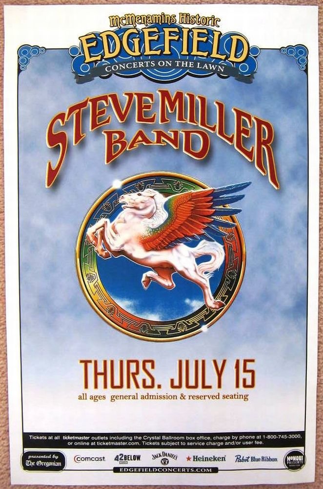 Image 0 of Miller STEVE MILLER BAND 2010 Gig POSTER Edgefield Portland Oregon Concert