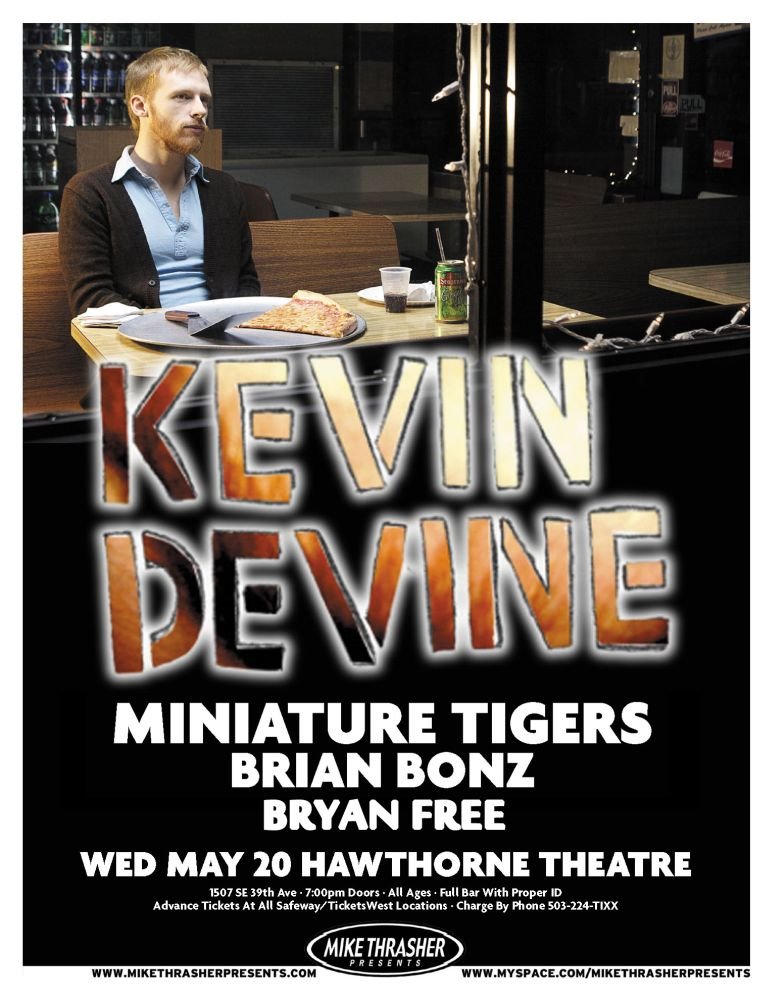 Image 0 of Devine KEVIN DEVINE 2009 Gig POSTER Portland Oregon Concert 