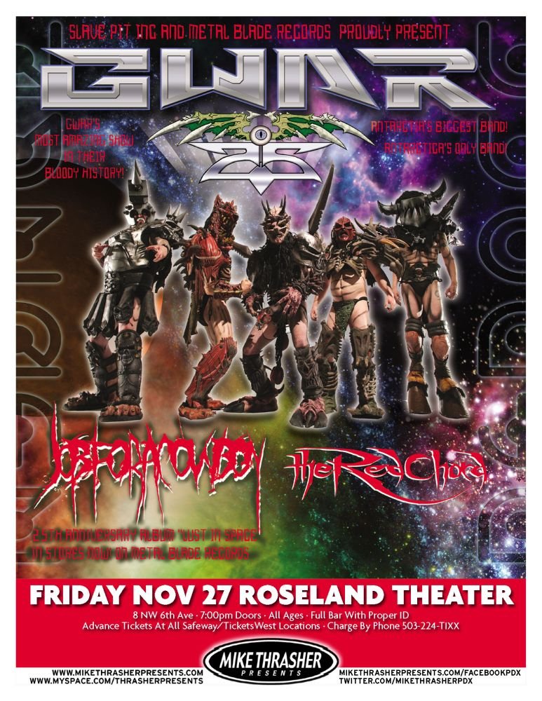 Image 0 of GWAR 2009 Gig POSTER Portland Oregon Concert