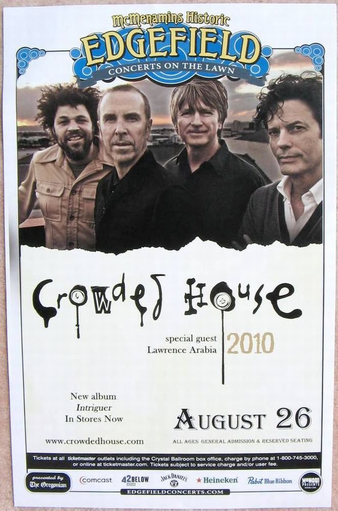 Image 0 of CROWDED HOUSE 2010 Gig POSTER Edgefield Portland Oregon Concert