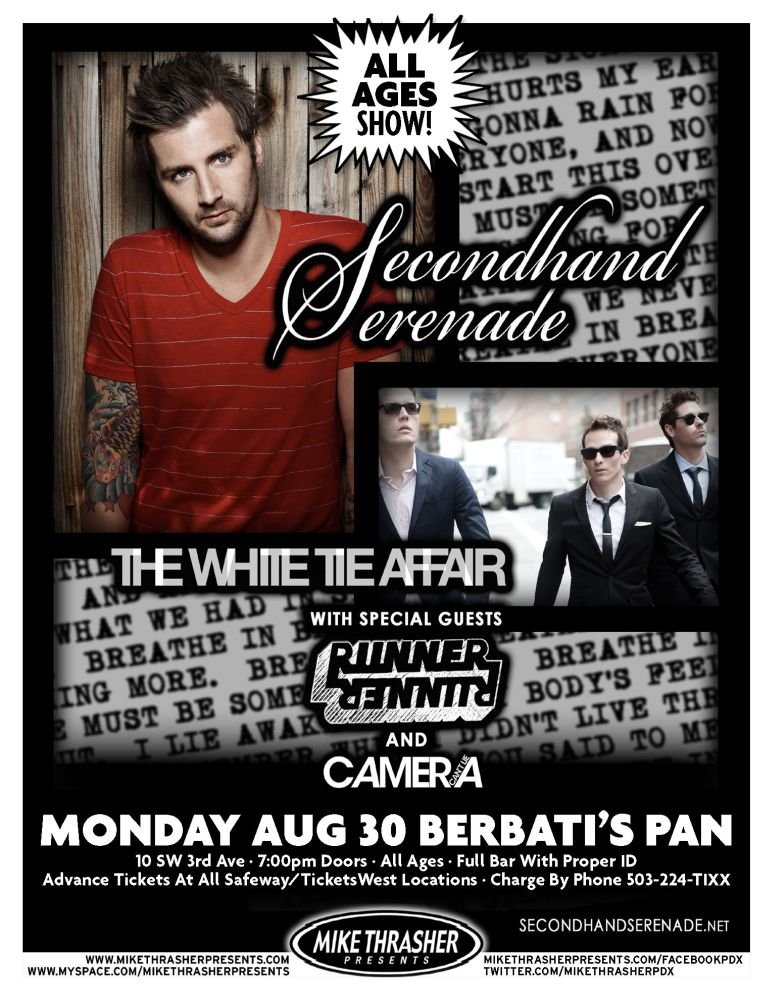 Image 0 of SECONDHAND SERENADE 2010 Gig POSTER John Vesely Portland Oregon Concert 