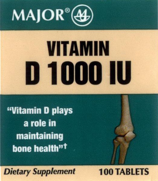 Image 0 of Vitamin D 1000U Tablets 100 By Major Pharmaceutical