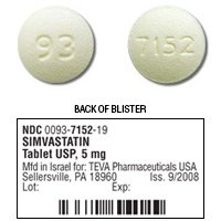 Simvastatin 5 Mg Tabs 90 By Teva Pharma. 