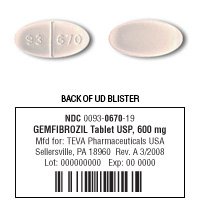 Gemfibrozil 600 Mg Tabs 60 By Teva Pharma. 