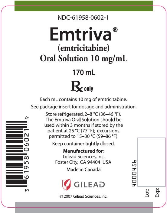 Image 0 of Emtriva 10mg/ml Solution 1X170 ml Mfg.by: Gilead Sciences Inc USA.