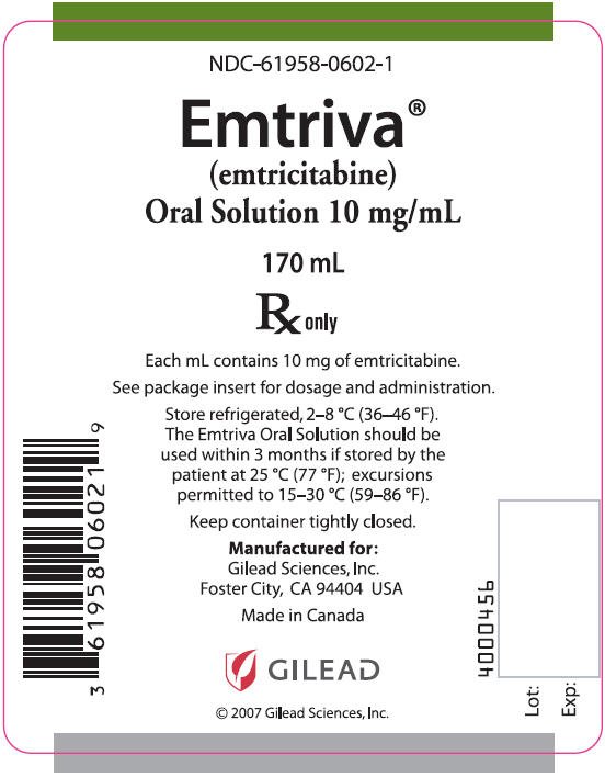 Emtriva 10mg/ml Solution 1X170 ml Mfg.by: Gilead Sciences Inc USA.