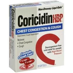 Coricidin Hbp Chest Congestion-Cough Softgels 20