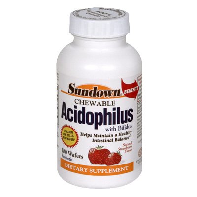 Sundown - Chewable Strawberry Acidophilus With Bifidus Wafers 100