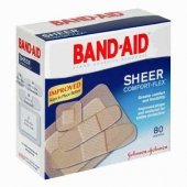 Band-Aid Adhesive Bandages Comfort-Flex Sheer Assorted 80 Ct