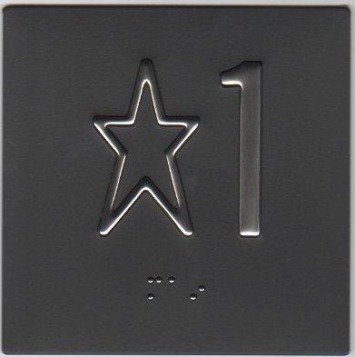 Image 0 of BP442 - Black Background/Stainless Character 4'' x 4'' Braille Plate