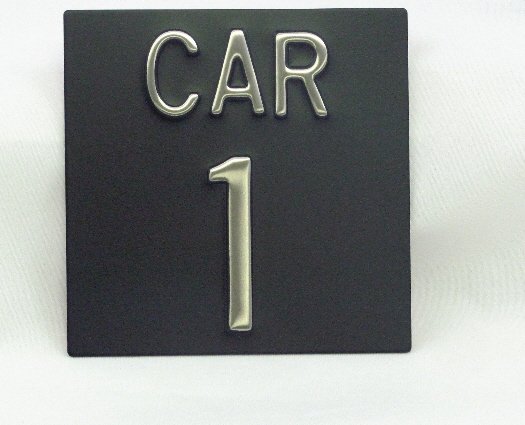 CAR44 Elevator Identification Plate 4 x 4 Black Background/Stainless Character