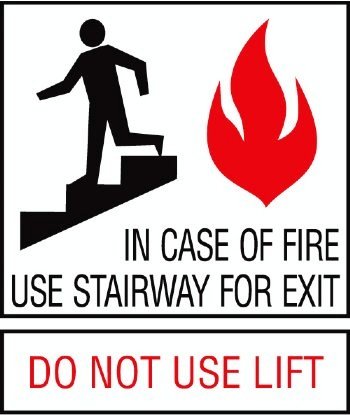 Image 0 of FSICF-67-LIFT IN CASE OF FIRE SIGN 6X7