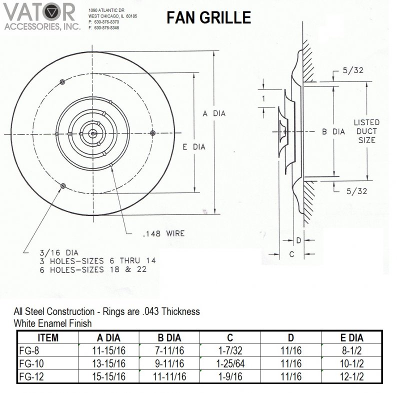 Image 1 of CLEARANCE FG-8 FAN GRILLE/ROUND CEILING DIFFUSER FOR 8 INCH OPENING