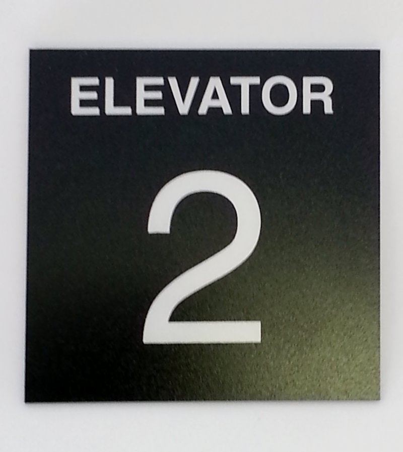 Image 0 of EIS - Elevator ID Sign, 4 x 4, Plastic Black Bkgd/White Charater