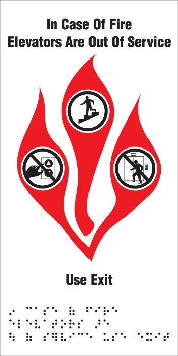 FSICF-510-H-BRL In Case of Fire Sign, 5 x 10 with Braille