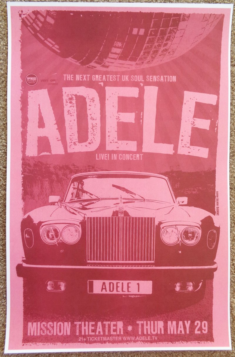 ADELE 2008 Gig POSTER Portland Oregon Concert Laurie Blue Adkins