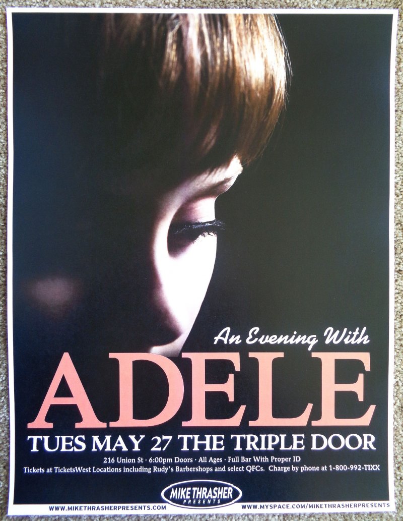 Image 0 of ADELE 2008 Gig POSTER Seattle Washington Concert Laurie Blue Adkins