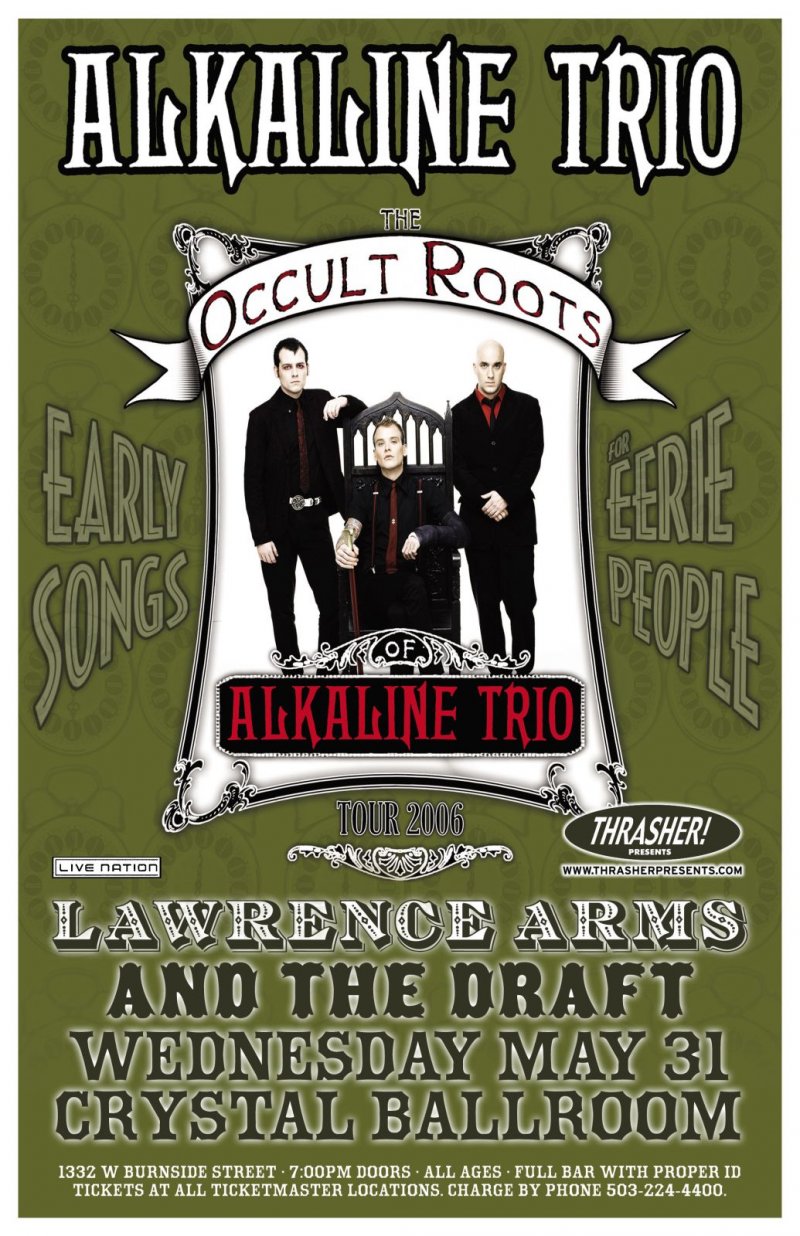 Image 0 of ALKALINE TRIO 2006 Gig POSTER Portland Oregon Concert 