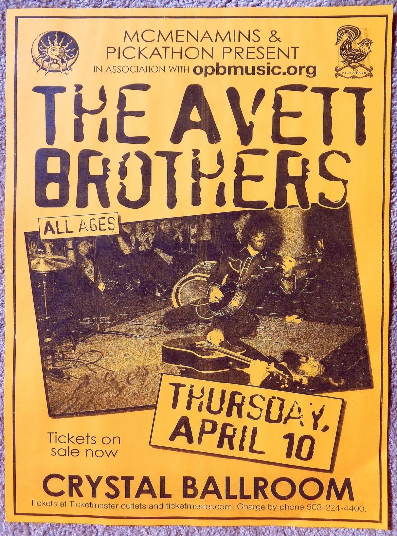 Image 0 of AVETT BROTHERS 2008 Gig POSTER Portland Oregon Concert 