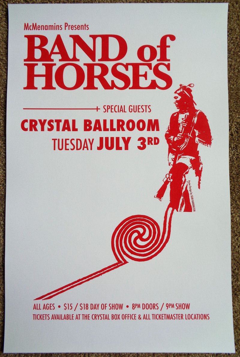 Image 0 of BAND OF HORSES Gig POSTER July 2007 Portland Oregon Concert   