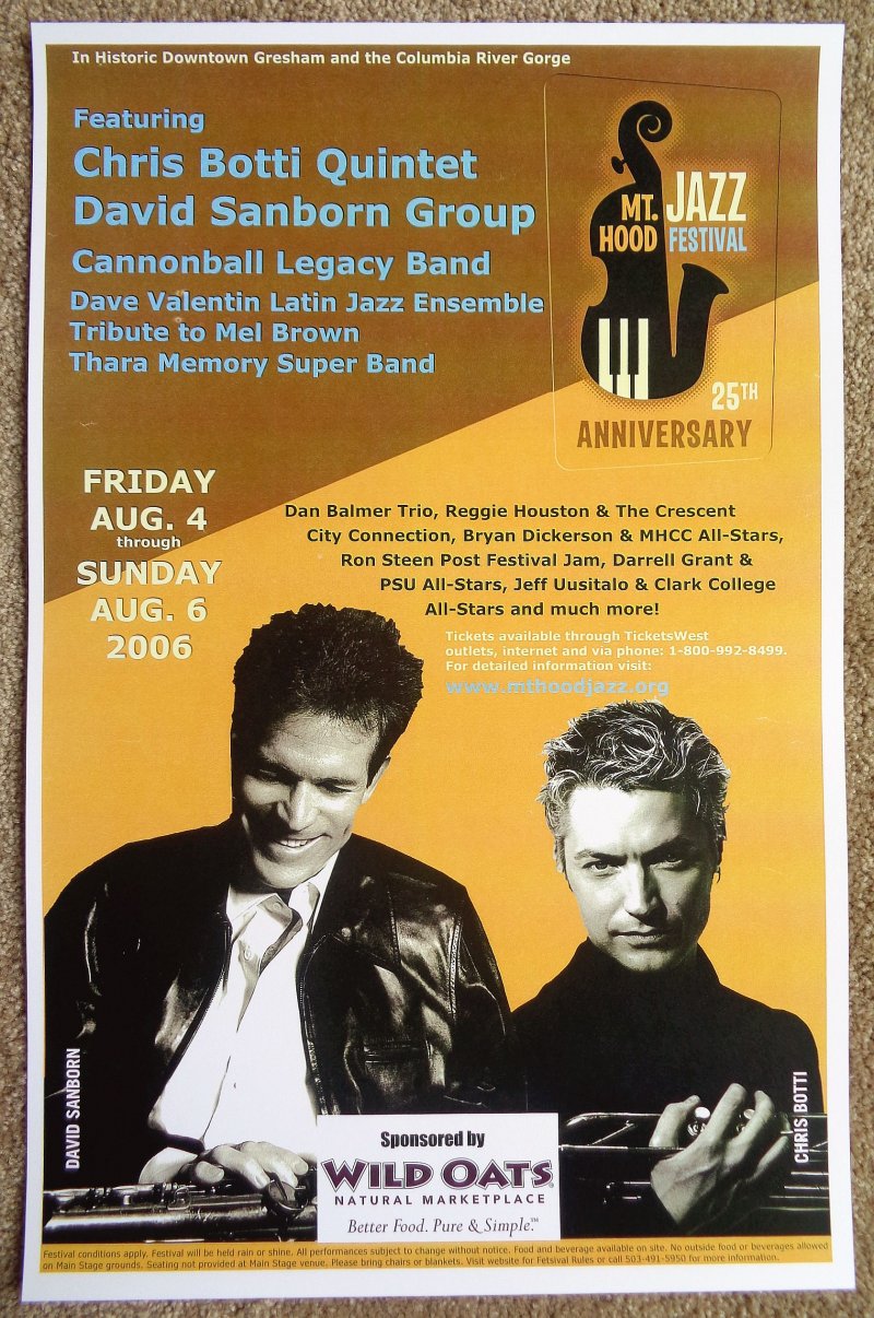 Image 0 of Botti CHRIS BOTTI & DAVID SANBORN 2006 Gig POSTER Gresham Oregon Concert  