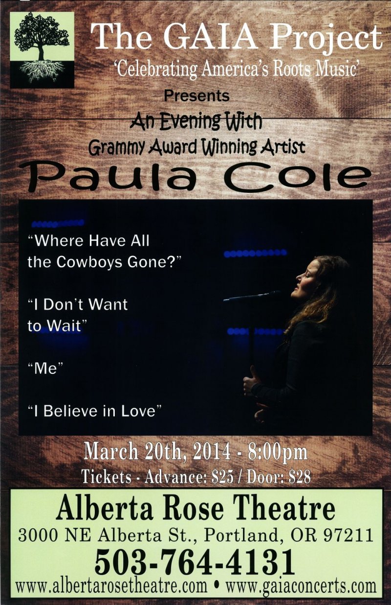 Image 0 of Cole PAULA COLE 2014 Gig POSTER Portland Oregon Concert 