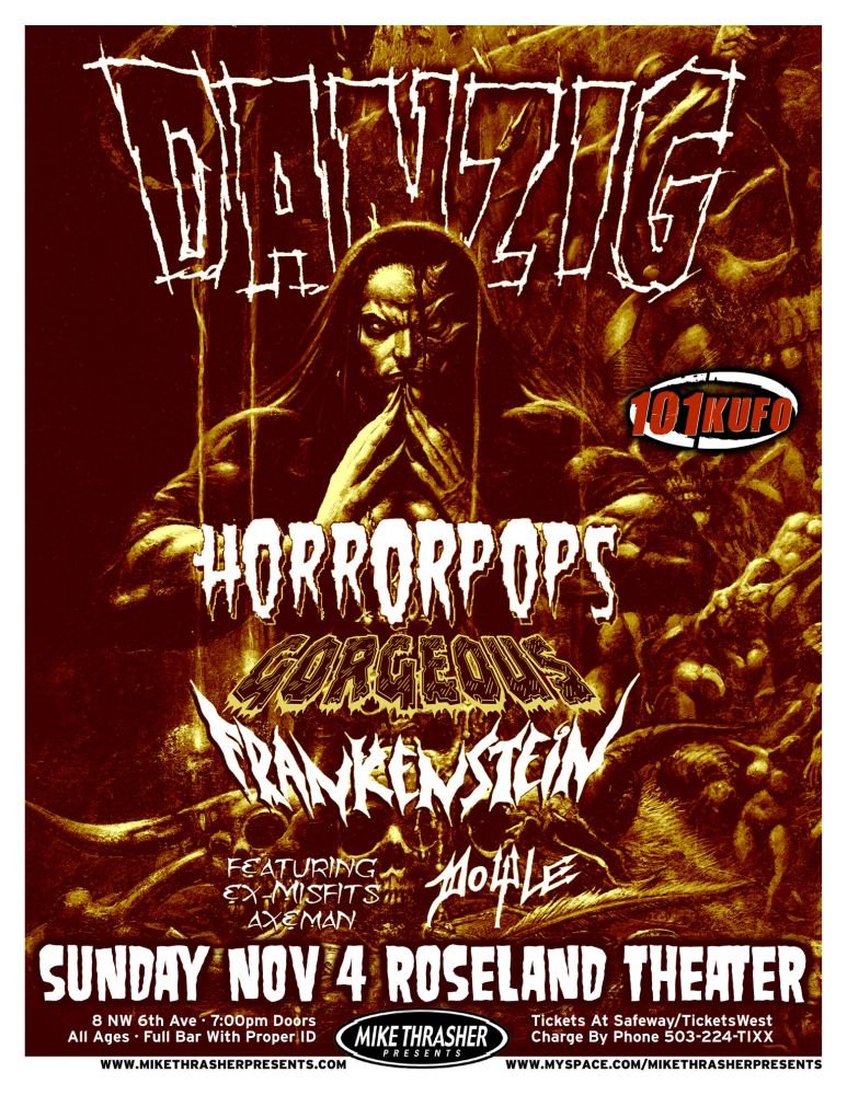 Image 0 of DANZIG and HORRORPOPS 2007 Gig Concert POSTER Portland Oregon 