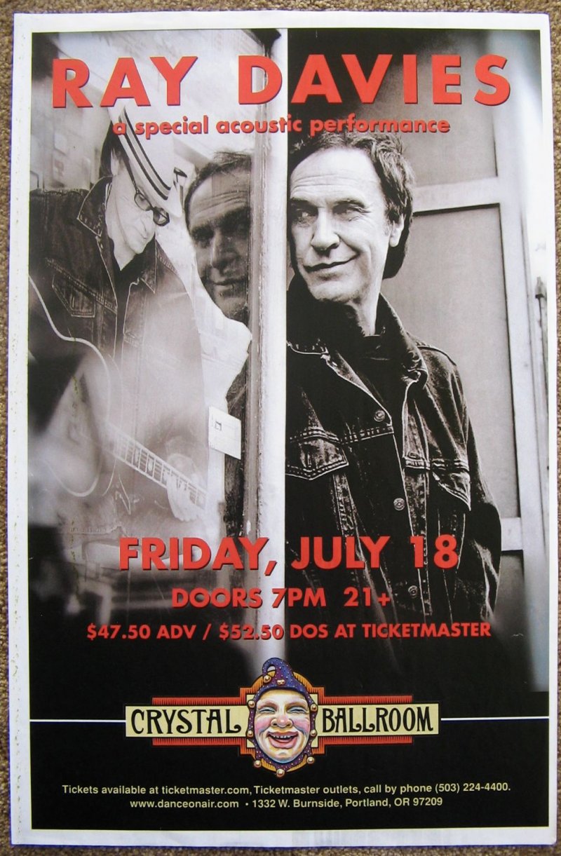 Image 0 of Davies RAY DAVIES of The KINKS 2008 Gig POSTER Portland Oregon Concert 