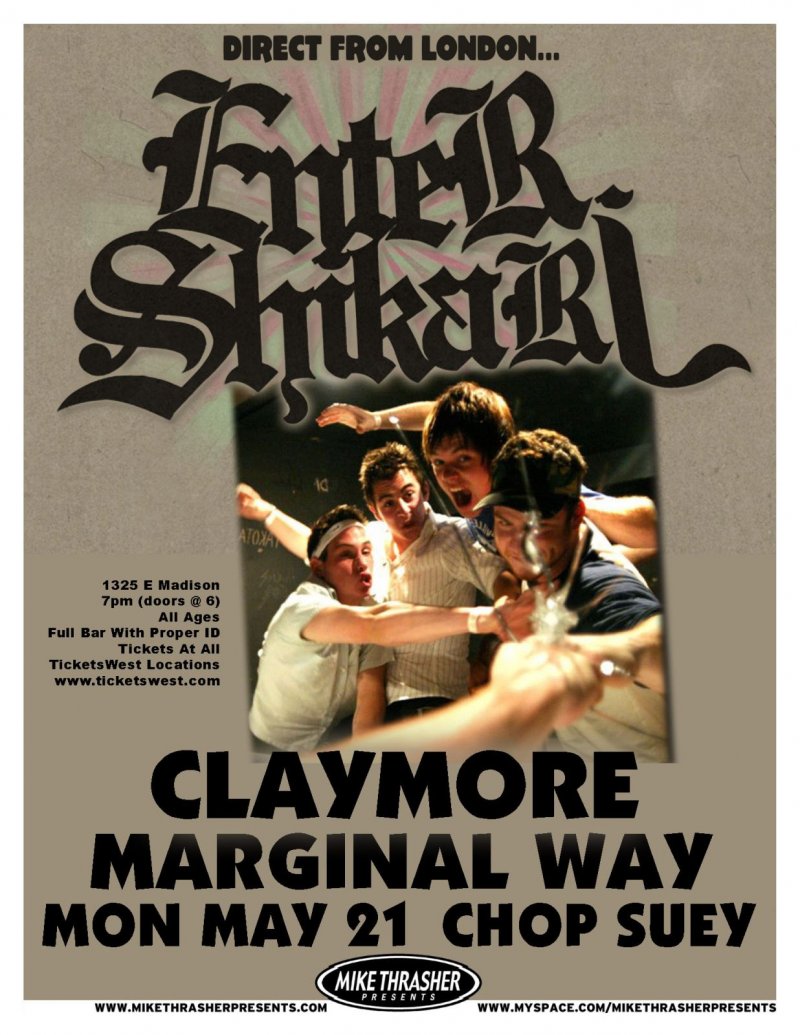 Image 0 of ENTER SHIKARI 2007 Gig POSTER Seattle Washington Concert 