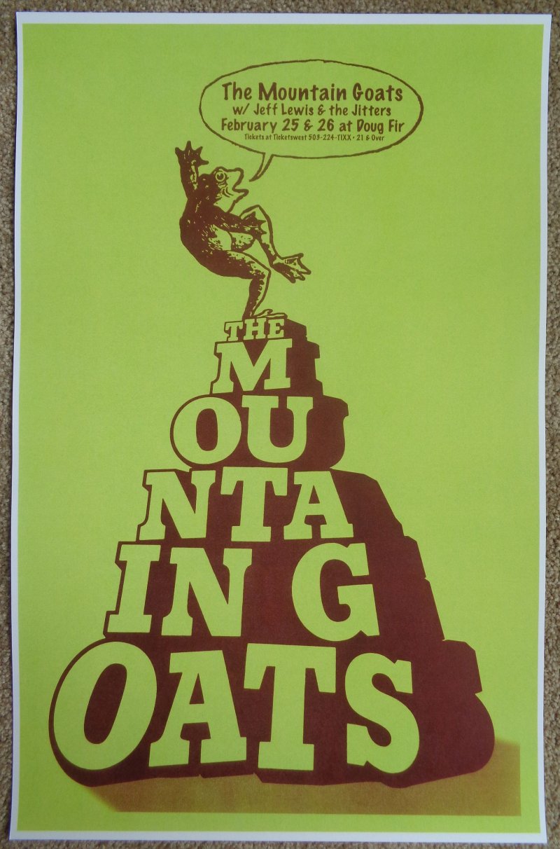 Image 0 of MOUNTAIN GOATS Gig POSTER Feb. 2008 Portland Oregon Concert 