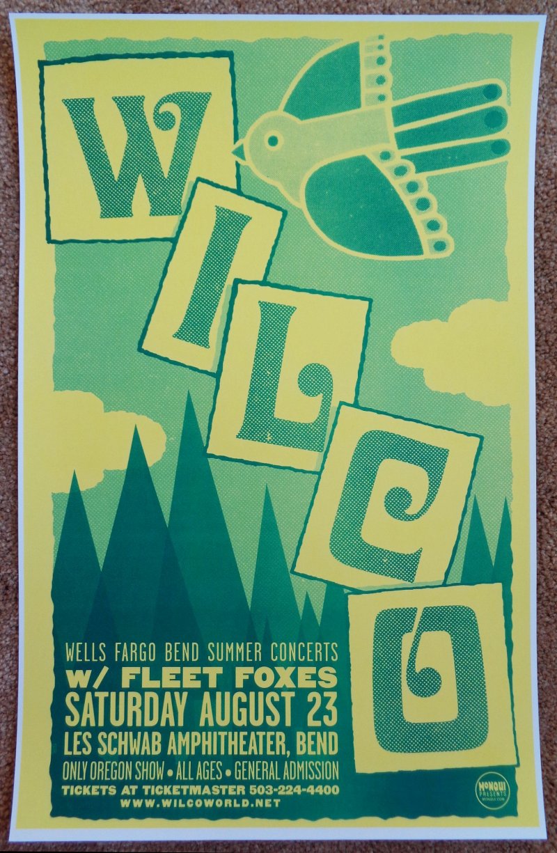 Image 0 of WILCO and FLEET FOXES 2008 Gig POSTER Bend Oregon Concert