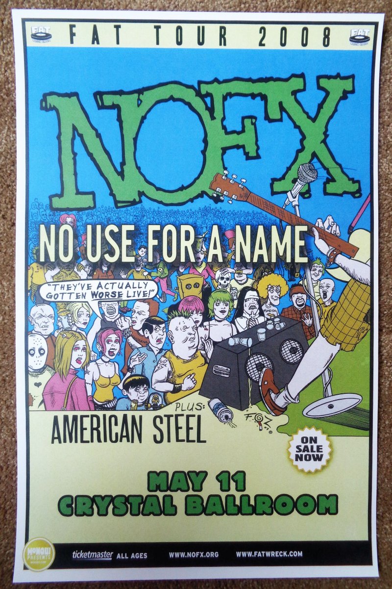Image 0 of NOFX / NO USE FOR A NAME / AMERICAN STEEL Gig POSTER Portland Oregon 08 Concert