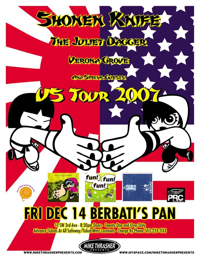 Image 0 of SHONEN KNIFE 2007 Gig POSTER Portland Oregon Concert 