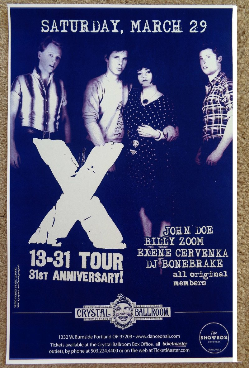 Image 0 of X Band POSTER 31st Anniversary JOHN DOE / EXENE / BONEBRAKE Oregon 2008 Concert