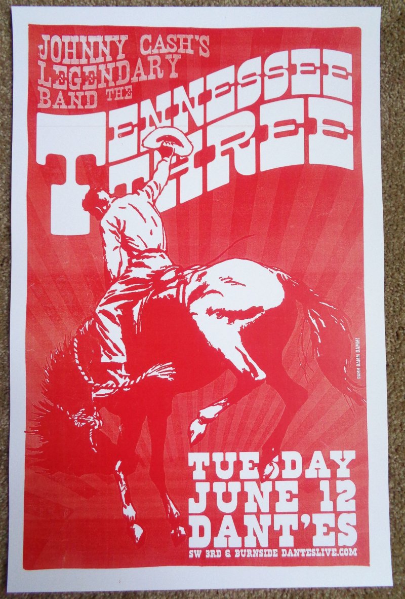 Image 0 of TENNESSEE THREE 2007 Gig POSTER Johnny Cash band) Portland Oregon Concert 