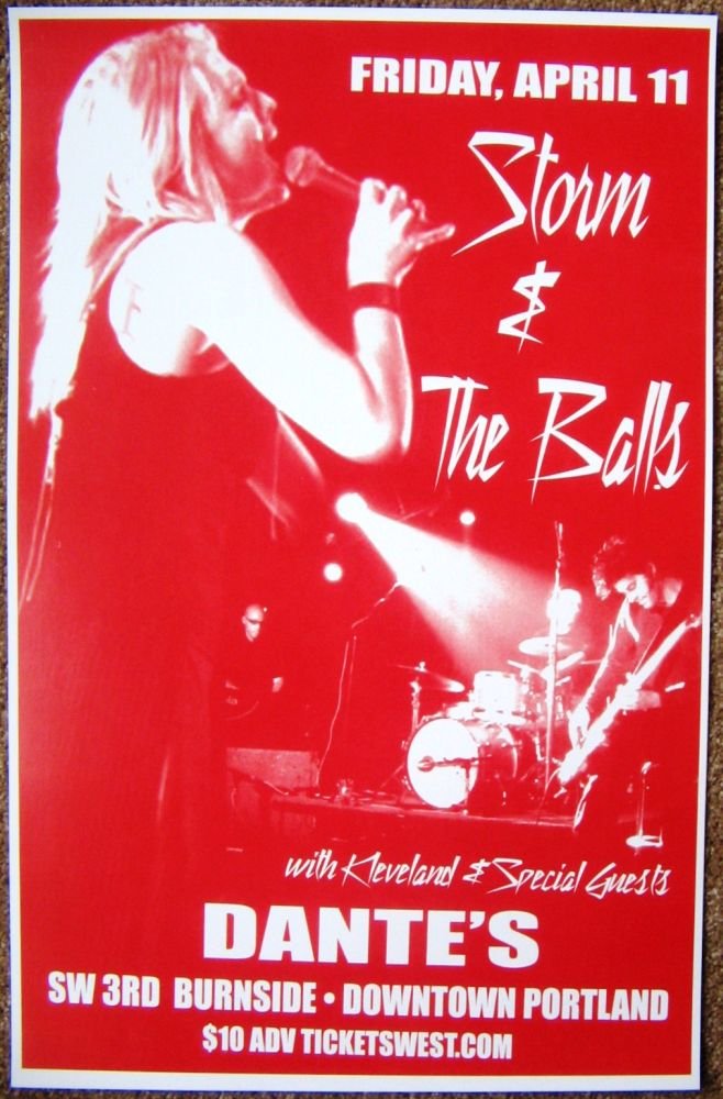 Image 0 of STORM LARGE & THE BALLS 2008 Gig POSTER Portland Oregon Concert  